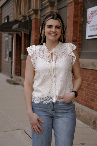 Niamh Lace Front Tie Detail Top