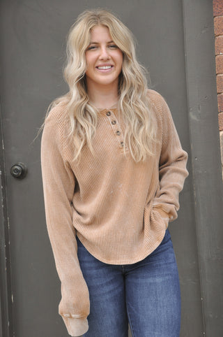 Nice and Easy Waffle Henley Top