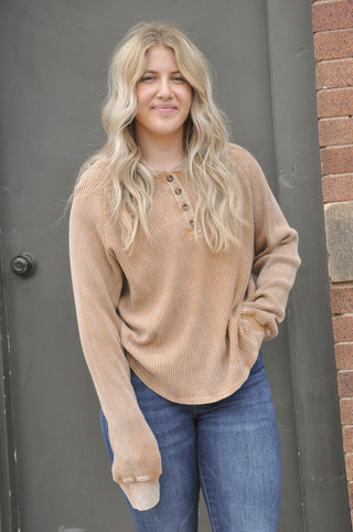 Nice and Easy Waffle Henley Top