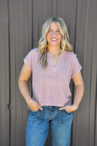 Notched Neck Sleeveless Sweater