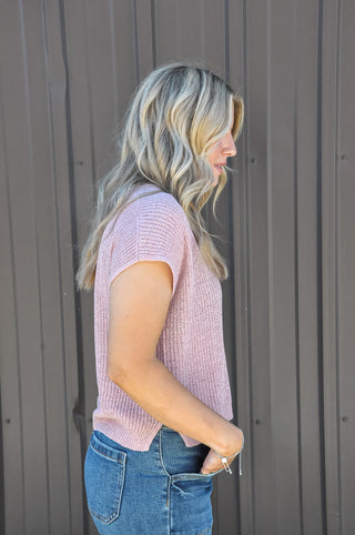 Notched Neck Sleeveless Sweater