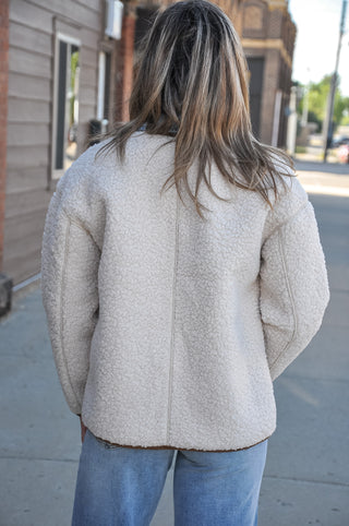 Oatmeal Layered Denim Fleece Jacket