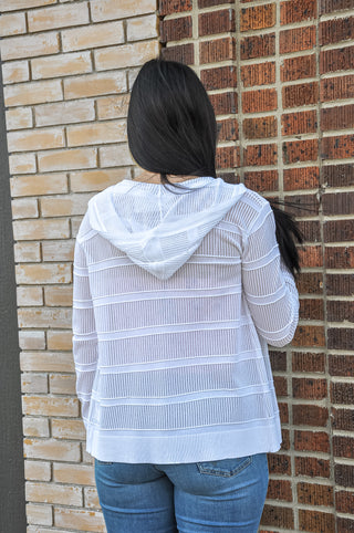 Off White Pointelle Hoodie Cardigan