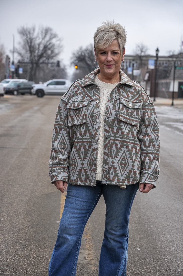Oliver Aztec Button Front Shacket