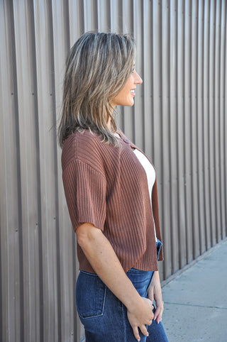 One Button Half Sleeve Sweater Cardigan