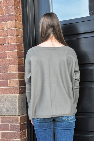 Optimal Olive Boat Neck Sweater