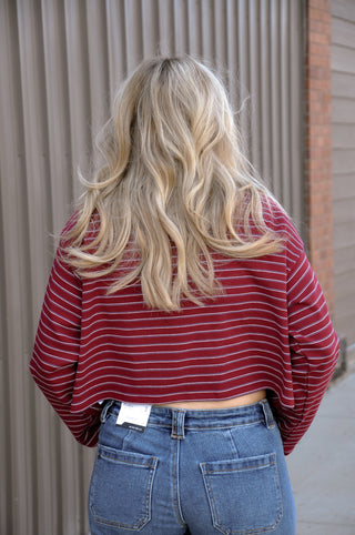 Oversized Long Sleeve Stripe Top