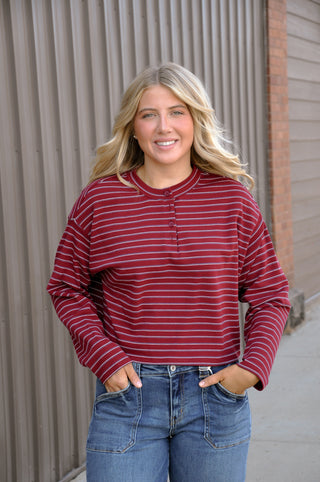 Oversized Long Sleeve Stripe Top