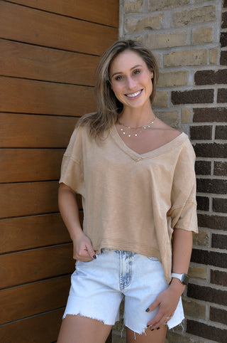 Oversized V-neck SS Top
