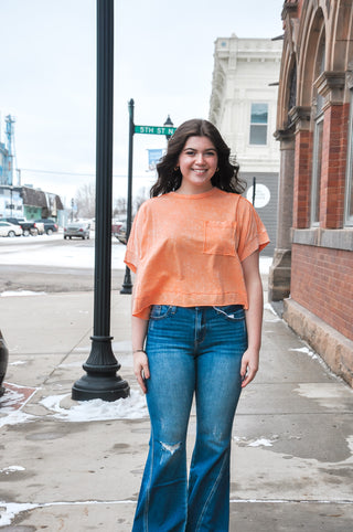 Oversized Washed Crop Comfy Knit Top