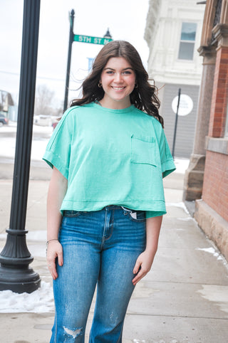 Oversized Washed Crop Comfy Knit Top