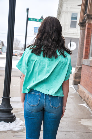 Oversized Washed Crop Comfy Knit Top