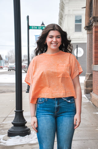 Oversized Washed Crop Comfy Knit Top