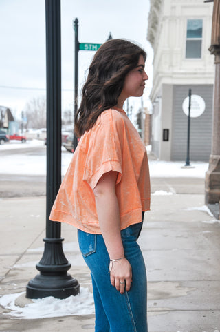 Oversized Washed Crop Comfy Knit Top