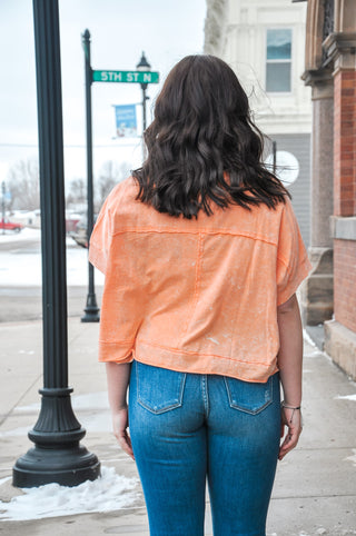 Oversized Washed Crop Comfy Knit Top