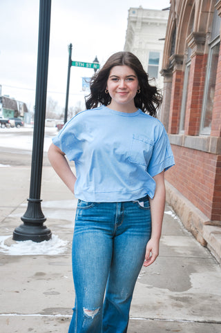 Oversized Washed Crop Comfy Knit Top