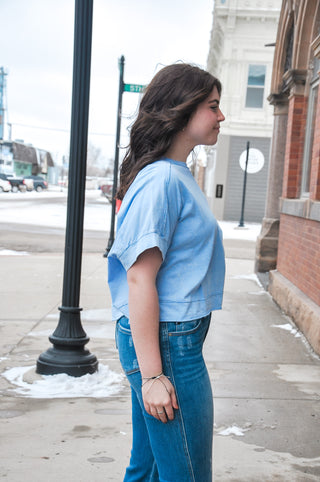 Oversized Washed Crop Comfy Knit Top