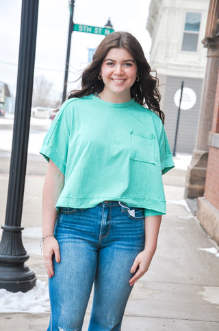 Oversized Washed Crop Comfy Knit Top