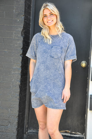 Oversized Washed Knit Mini Dress