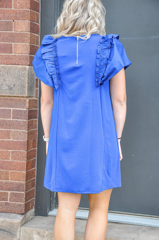 Oversized Ruffle Sleeve Royal Dress