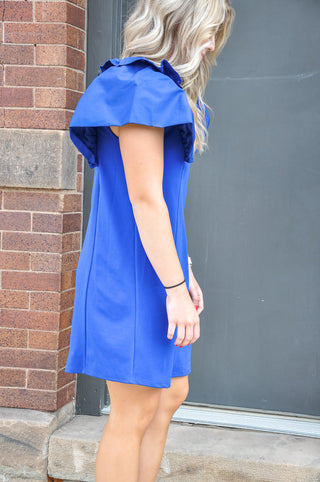 Oversized Ruffle Sleeve Royal Dress