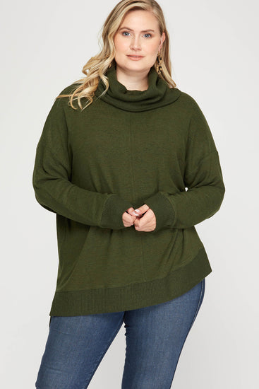 Curvy Cowl Neck Long Sleeve Sweater | JQ Clothing Co.