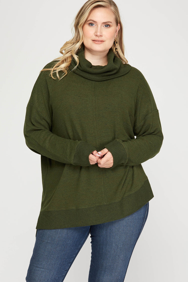 Curvy Cowl Neck Long Sleeve Sweater | JQ Clothing Co.