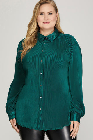 Perfectly Plisse Button Down Top - JQ Clothing Co