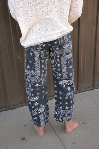 Paisley Printed Denim Pants