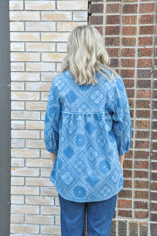 Paisley Print Lt Denim Top