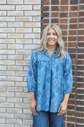 Paisley Print Lt Denim Top