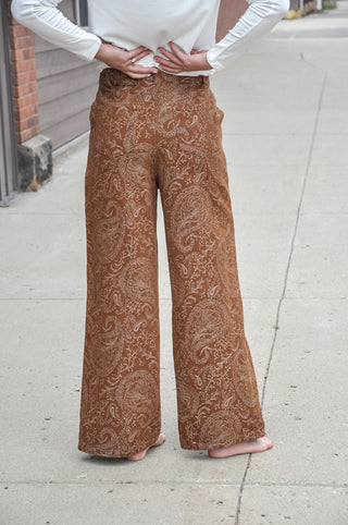 Paisley Print Wide-Leg Pants