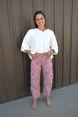 Paisley Printed Denim Pants