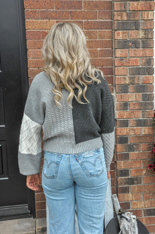 Patchwork Cable Knit Cardigan