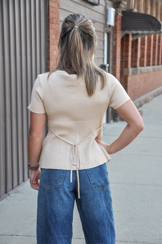 Peplum Hem Button Down Cardigan, view 3