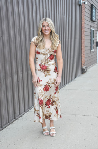 Petal Serenade Lace Midi Dress
