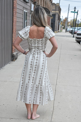Petal Waltz Ruffled Midi Dress