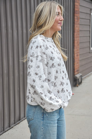Petal Whimsy Text LS Top