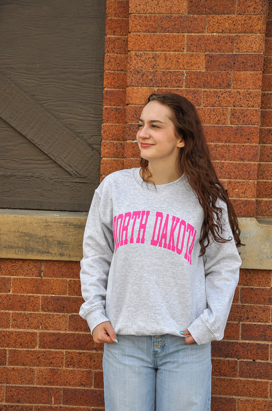 Pink North Dakota Graphic Sweatshirt