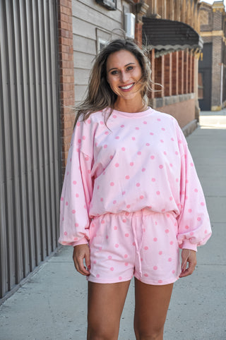 Pink Polka Dot Shorts Set