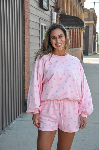 Pink Polka Dot Shorts Set