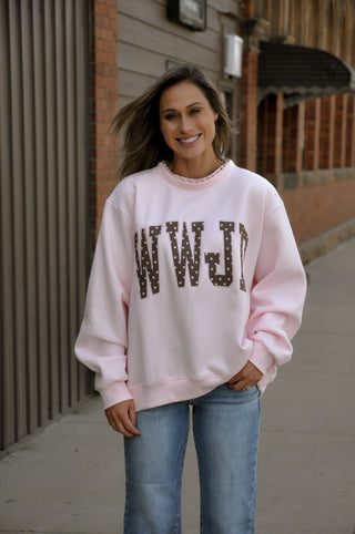 WWJD Embroidered Mock Neck Sweatshirt