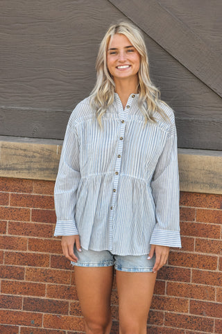 Pinstripe Button Up Shirt