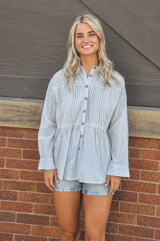 Pinstripe Button Up Shirt