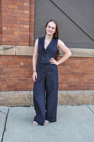 Pinstripe Double Breasted Vest