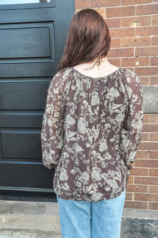 Pixie Pintuck Floral Lined Blouse