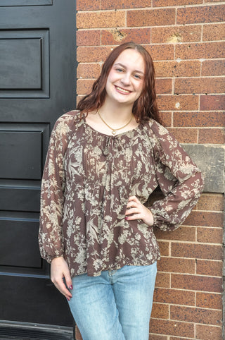 Pixie Pintuck Floral Lined Blouse