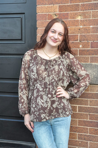 Pixie Pintuck Floral Lined Blouse