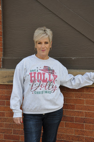 Plaid Holly Dolly Christmas Crewneck