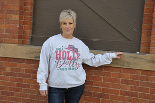 Plaid Holly Dolly Christmas Crewneck